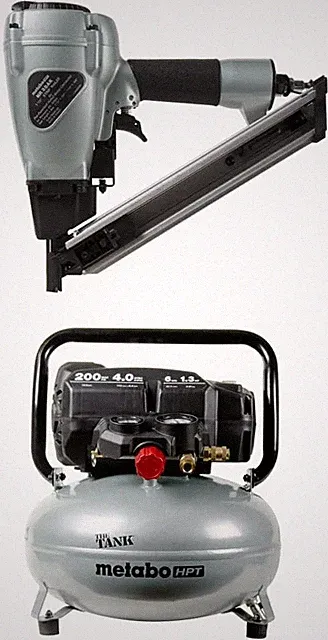Metal Connector Nailer & Air Compressor Combo | 200 PSI | 6 Gallon Pancake