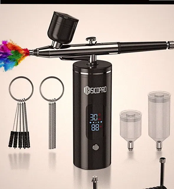 SICOPRO Cordless Airbrush Kit Portable Air Compressor for Nails Cakes Shoes Hair