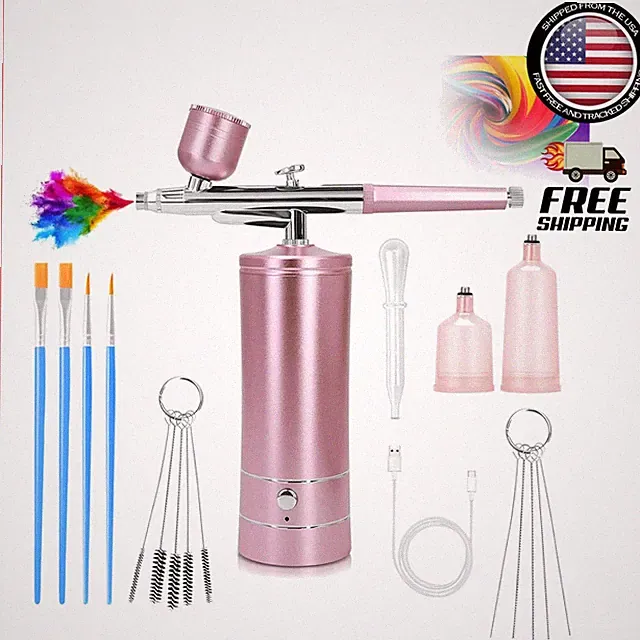 Versatile Air Brush Kit with USB Rechargeable Compressor for Nail & Makeup Use